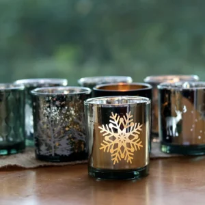 Photophore Verre Noel Argenté
