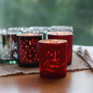 Photophore Verre Noel Rouge