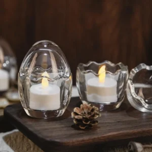 Photophore Coquille Oeuf en Verre Transparent