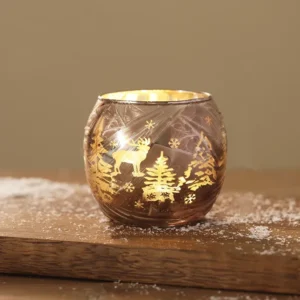 Photophore Noël Chaudron Gold Motifs Elan Arbre de Noel
