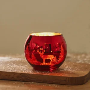Photophore Noël Rouge Motif Élan