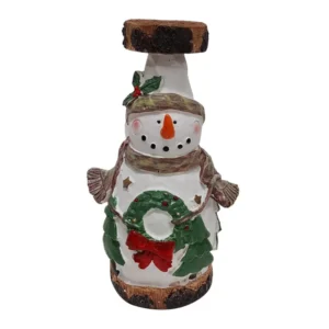 Bougeoir Bonhomme de Neige Fond Blanc