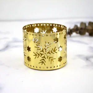Photophore Doré Noel Motif Flocon