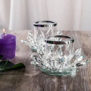 Photophore Fleur de Lotus en Verre Transparent
