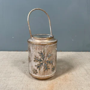 Photophore Lanterne de Noel Métal Motif Flocon de neige