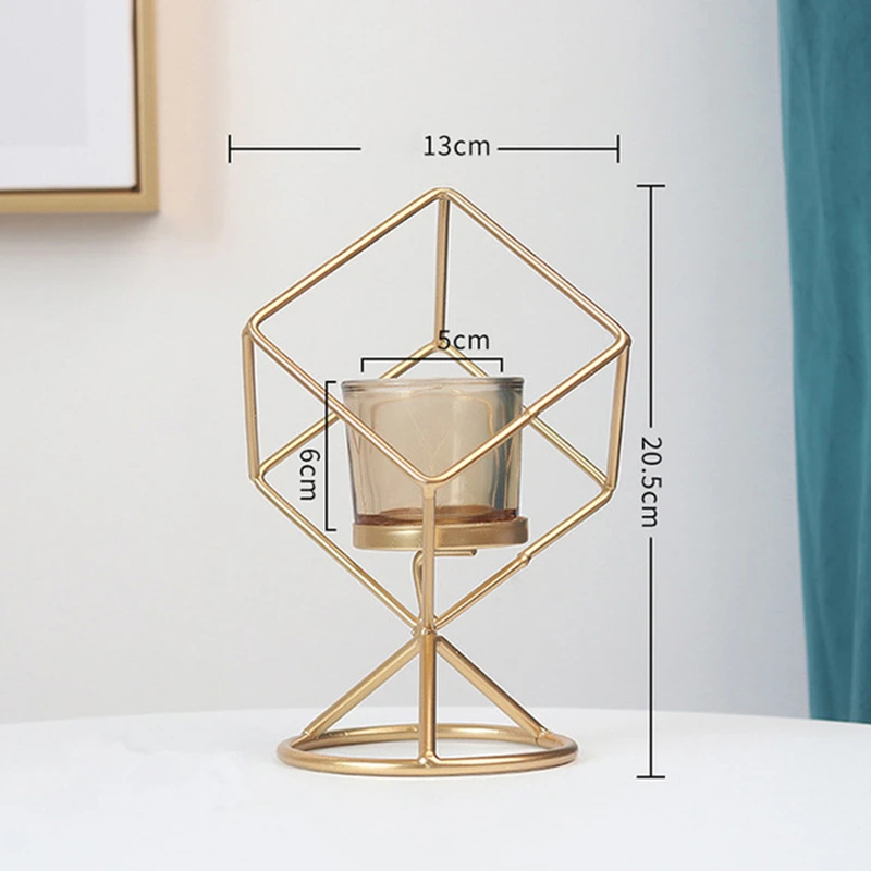 Photophore Metal Doré Géométrique Dimension