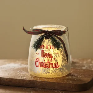 Photophore Noel Lanterne Blanc Merry Christmas