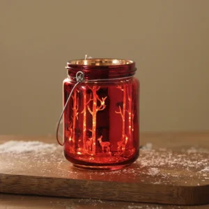 Photophore Noël Lanterne Rouge Foret Élan