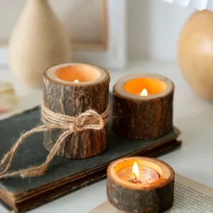 Photophore Rondin de Bois Foncé