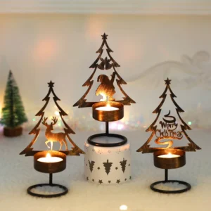 Photophore Sapin de Noel Métal Marron 2