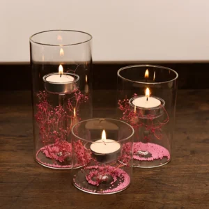 Photophore Tube Verre Transparent Porte Bougie Intérieur