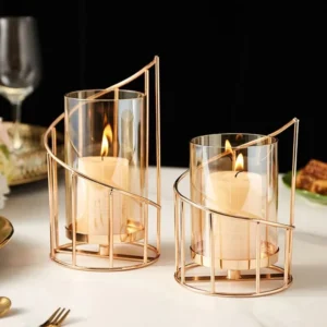 Photophore Verre Transparent Colimaçon Rose Gold