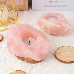 Photophore en Pierre de Quartz Rose