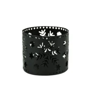 Photophore noel métal noir motif flocon (1)