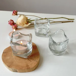 Petit Photophore en Verre Transparent Design Tendance vue dessus proche