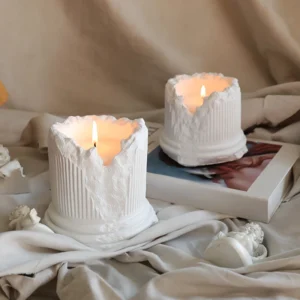 Photophore Bougies Mariage Blanc vue côté par 2