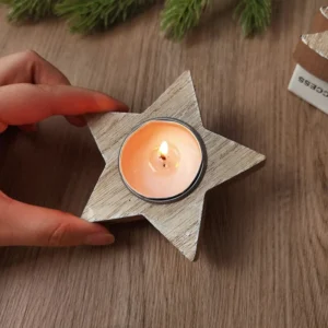 Photophore Étoile en Bois avec bougie