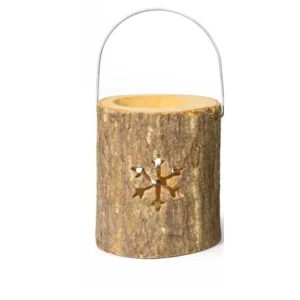 Photophore Lanterne Bois Flocon