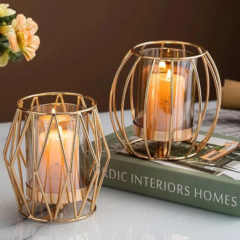 Photophore Rose Gold Verre Transparent Harmonie Contemporaine et Photophore Rose Gold Verre Transparent Éclat Minimaliste