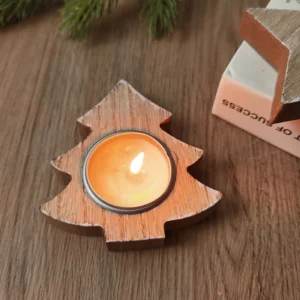 Photophore Sapin en Bois vue dessus de face