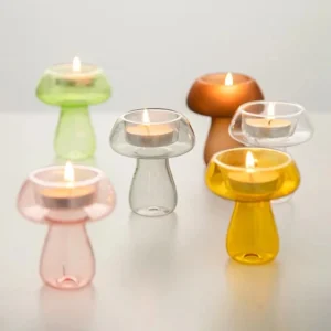 Photophore Verre Coloré Transparent Champignon