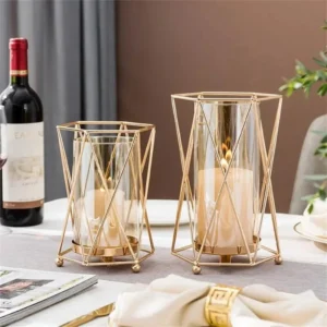 Photophore Verre Transparent Design Luxe Rose Gold